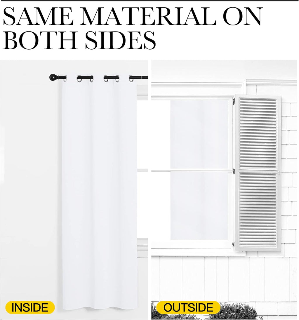 NICETOWN White Samll Window Blackout Curtain Panels, Set of 2, 42 inches x 78 inches, 50% Light Blocking Curtains for Bedroom & Dining…