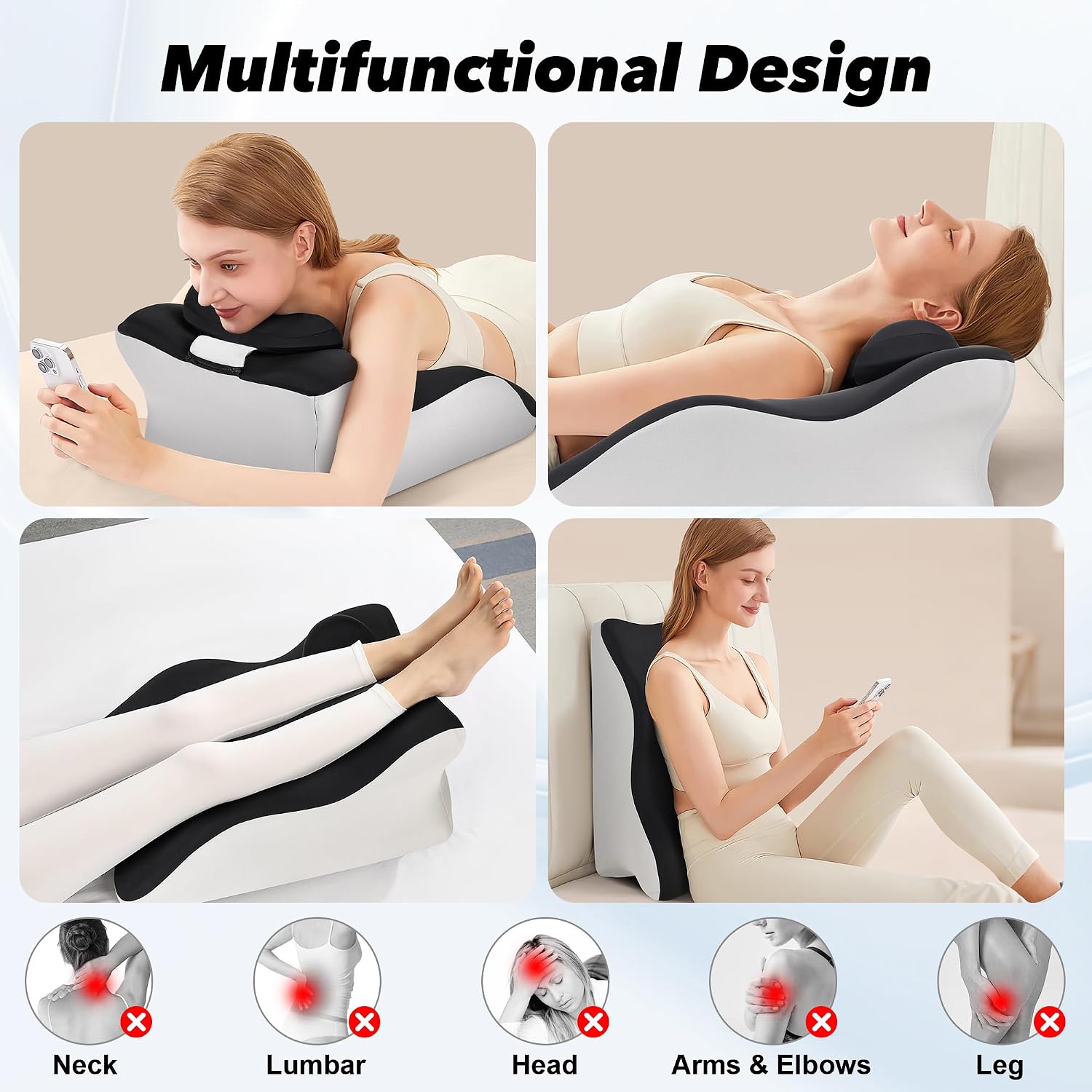 Aduken Reading Pillow for Bed, Adult Memory Foam Ergonomic Back Support Pillow for Sitting up, Prone Pillow Face Down Sleep, Wedge Pillow f…