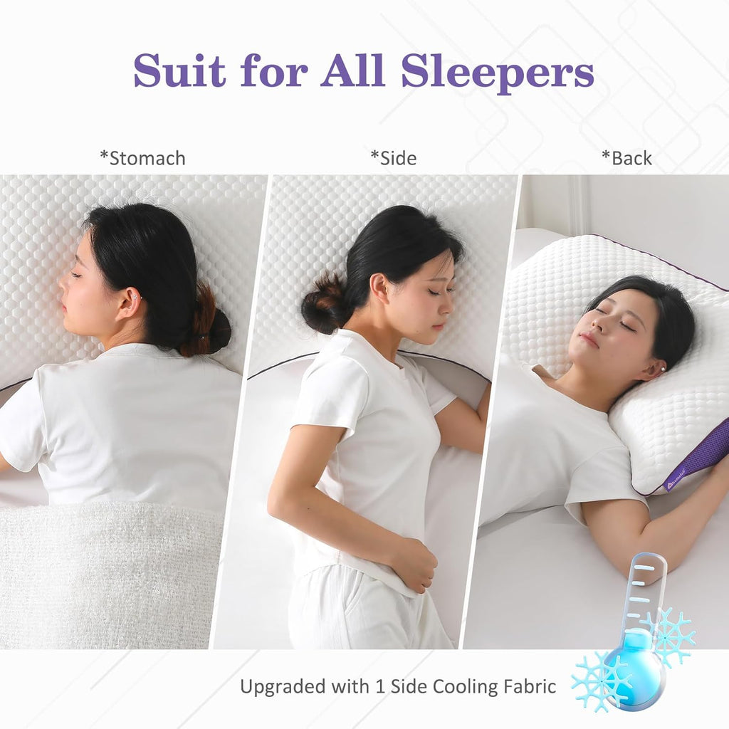 Homelab Adjustable Shredded Memory Foam Curve Pillow Queen Size 29"x19", Oversized Crescent Design for Side & Back Sleepers, Doubles as Bac…