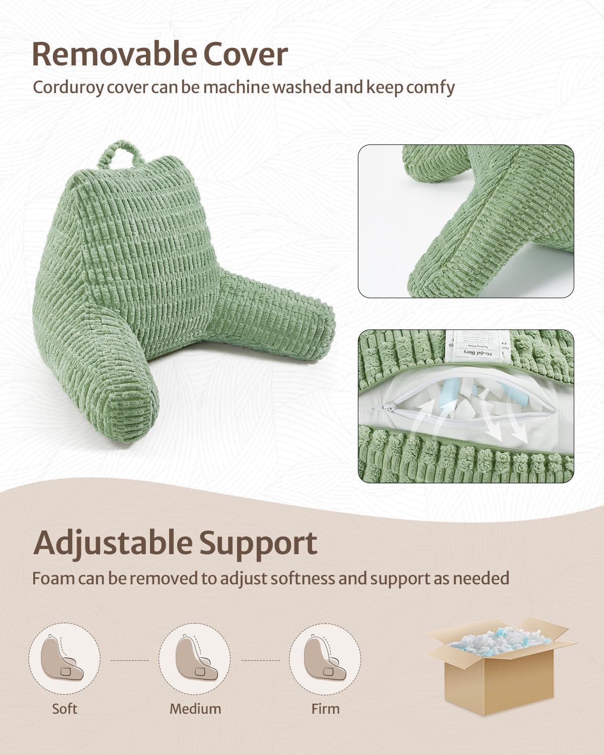 BlissfulDiary Blissful Diary Reading Pillow, Large Backrest Pillow with Shredded Memory Foam for Adult & Children, Designed for Bed and Cou…