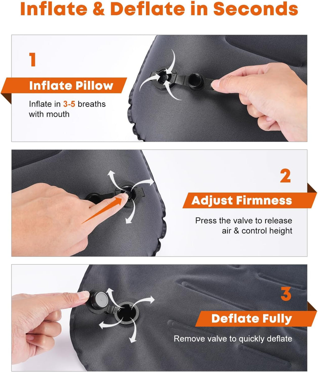 Trakiom Inflatable Camping Pillow with Carabiner, Ultralight Air Travel Pillow for Ergonomic Neck & Lumbar Support, Backpacking Pillows…