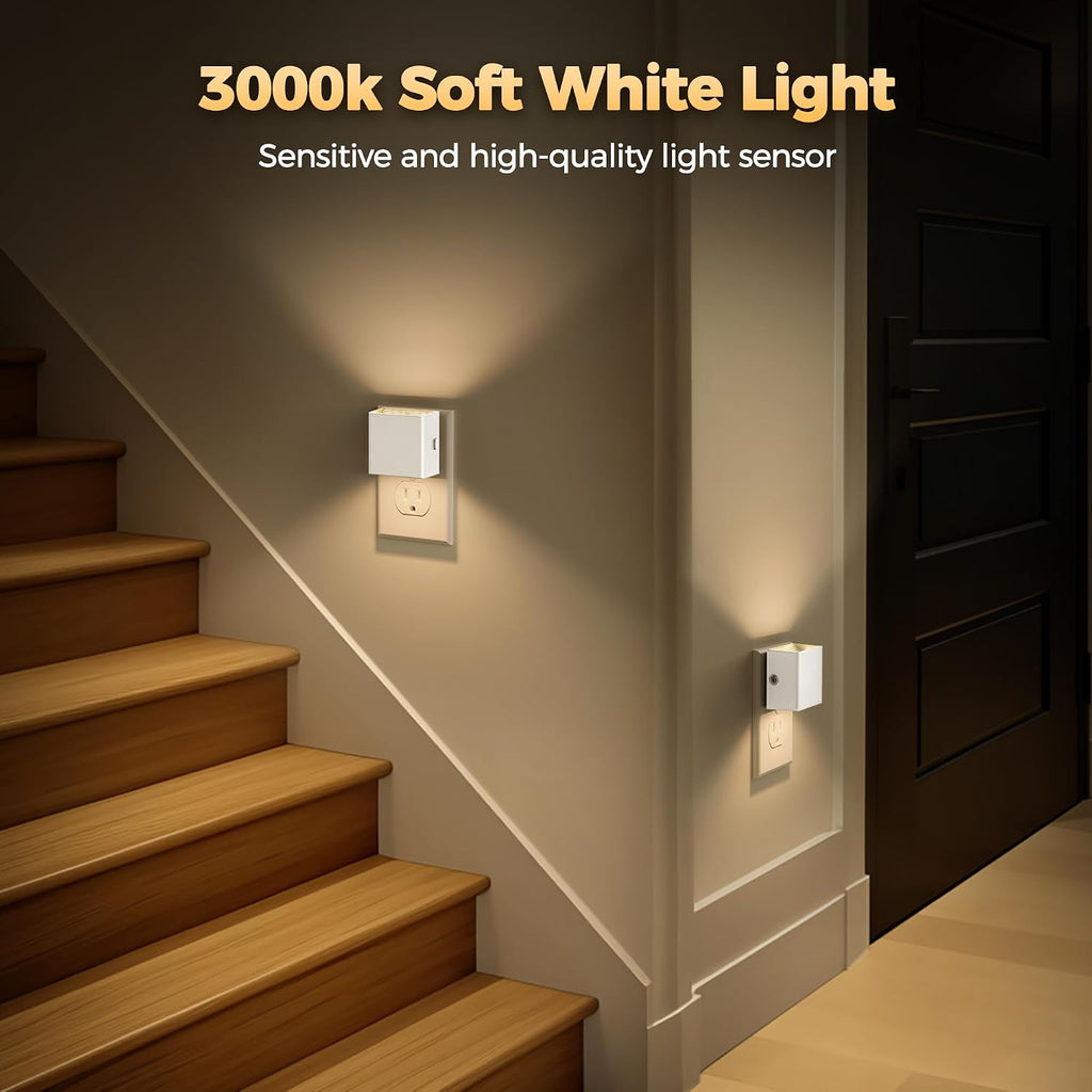 DORESshop LED Night Lights Plug into Wall [2 Pack], Plug in Nightlight, 3 Level Brightness Adjustable Night Light, Dusk to Dawn Sensor…