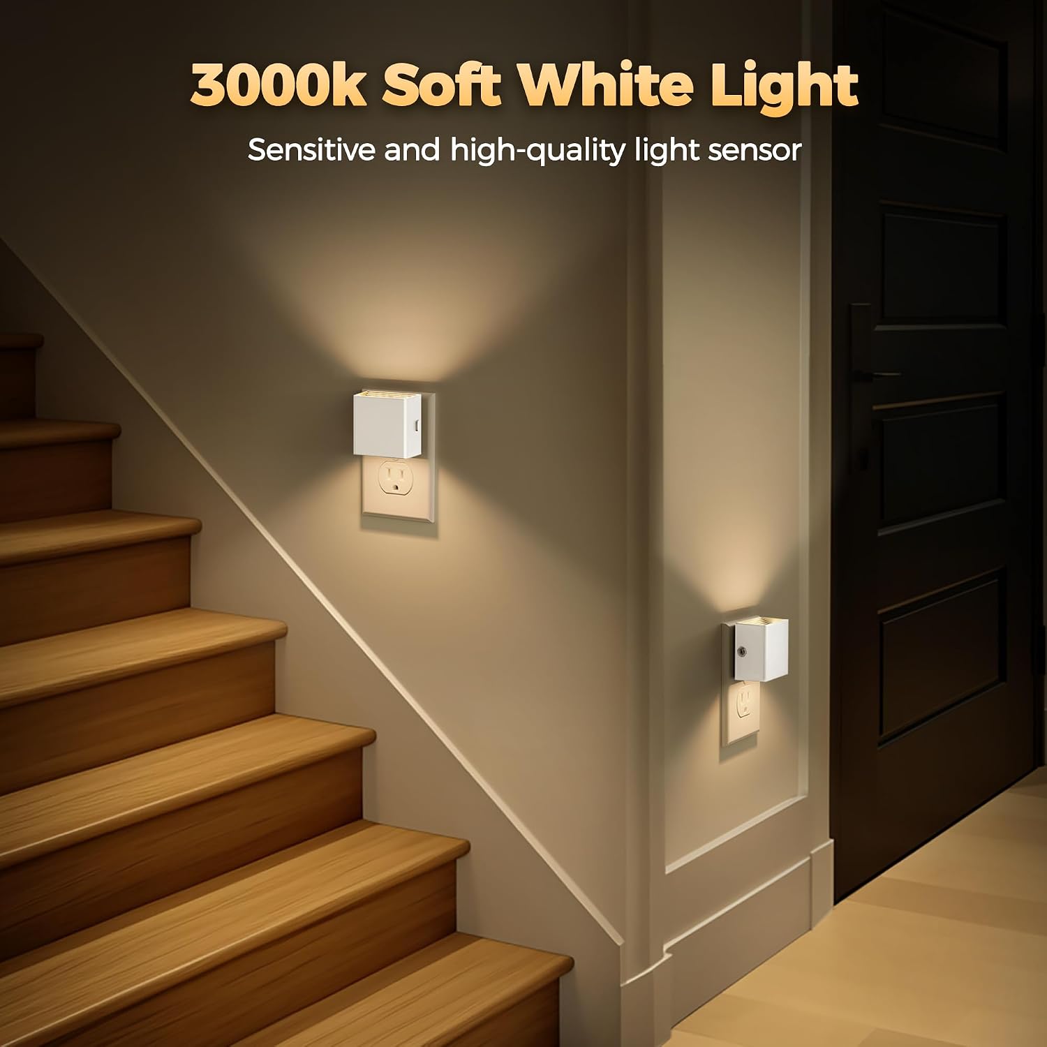 DORESshop LED Night Lights Plug into Wall [2 Pack], Plug in Nightlight, 3 Level Brightness Adjustable Night Light, Dusk to Dawn Sensor…
