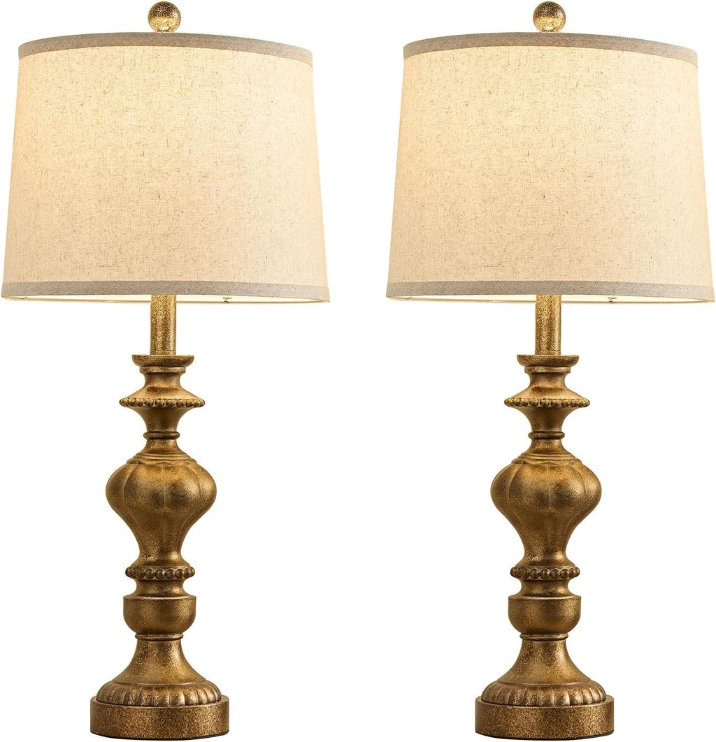 SAIWEYA 27.5" Farmhouse Table Lamps Set of 2 Bedside Nightstand Lamp with USB C+A Ports & AC Outlet, 3 Way Dimmable Lamps for Bedroom…