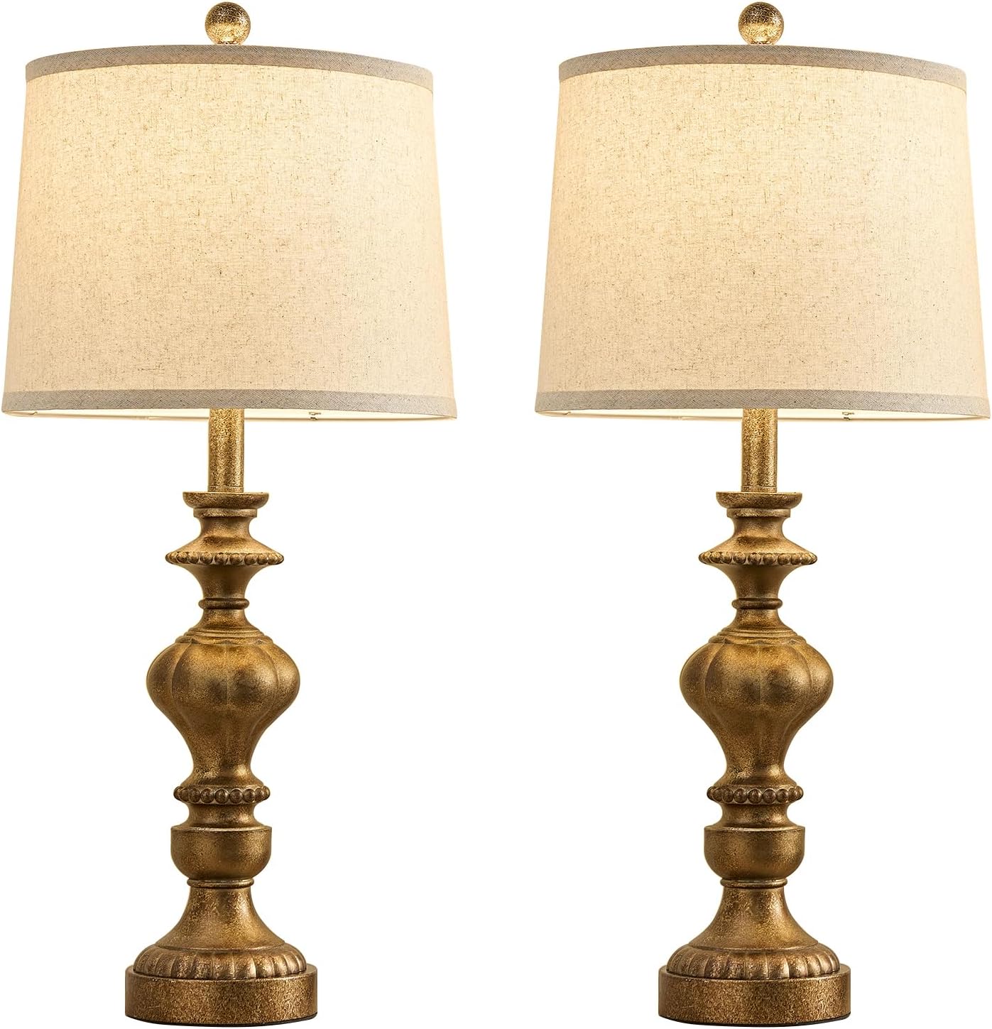 SAIWEYA 27.5" Farmhouse Table Lamps Set of 2 Bedside Nightstand Lamp with USB C+A Ports & AC Outlet, 3 Way Dimmable Lamps for Bedroom…