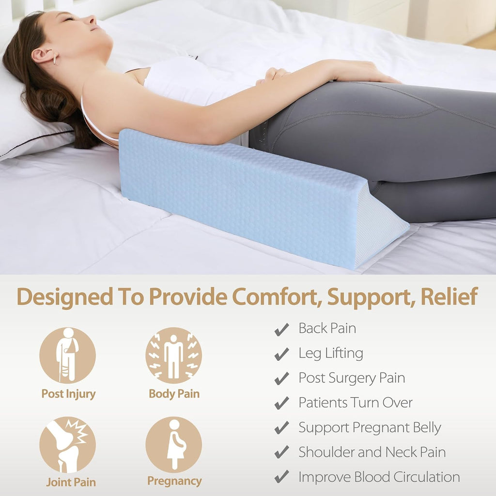 Wedge Pillow for Side Sleeping, Memory Foam Back Pillow Positioners for Side Sleeper, Preventing Bedsores, After Surgery, Pregnancy…