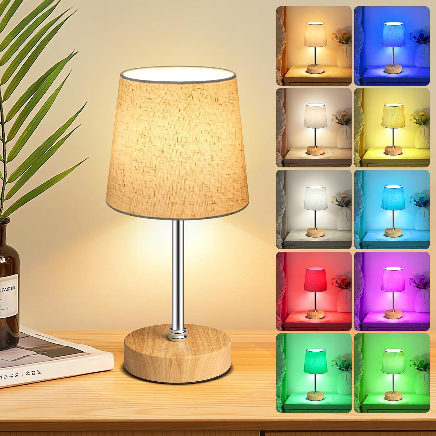 Wowag Small Cordless Table Lamp,5000mAh Rechargeable Battery Operated Desk Lamp,3 Colors & 7 RGB Stepless Dimmable, Portable Touch…