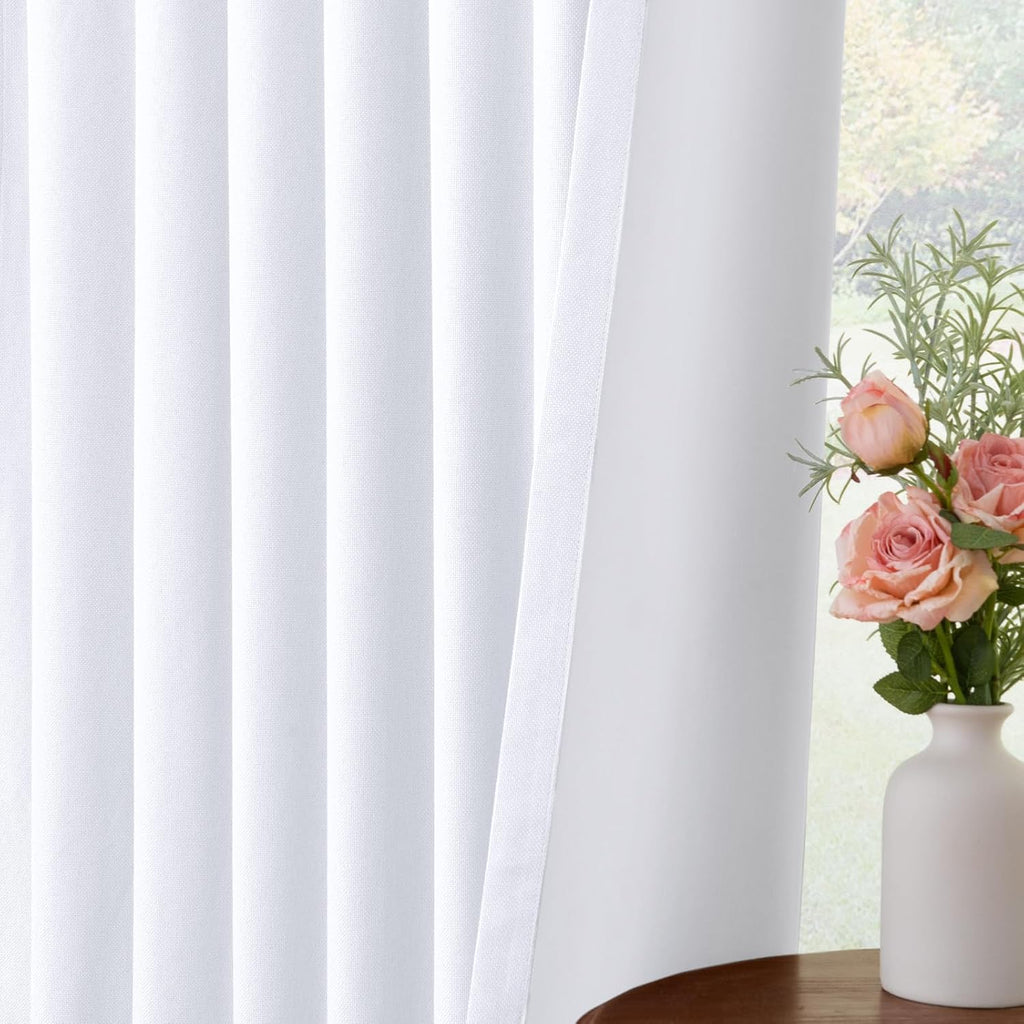 INOVADAY 100% Blackout Curtains for Bedroom, Black Out Curtains 72 Inch Long, Clip Rings Linen Blackout Drapes, Thermal Insulated Room…