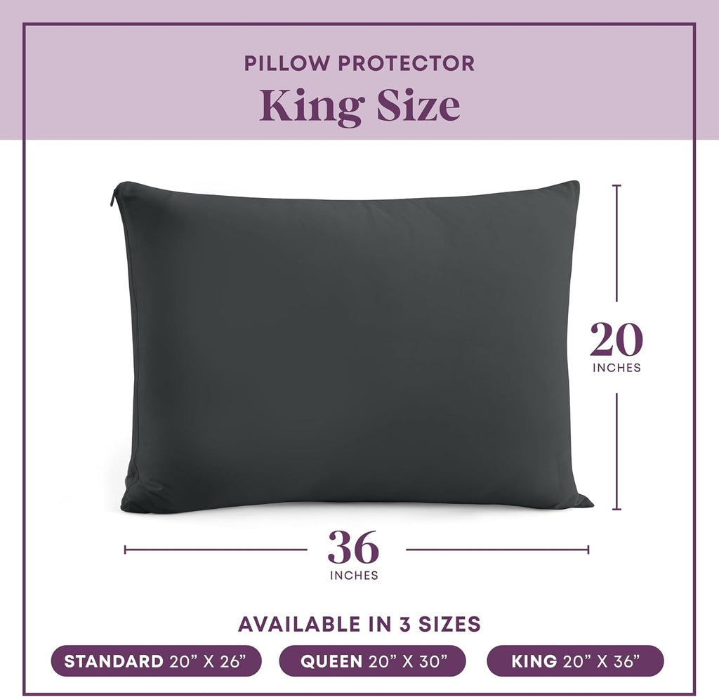 CirclesHome Pillow Protectors 4 Pack King Zippered - 100% Cotton Breathable Pillowcases - Protects Pillows from Dirt, Dust and Debris (King…
