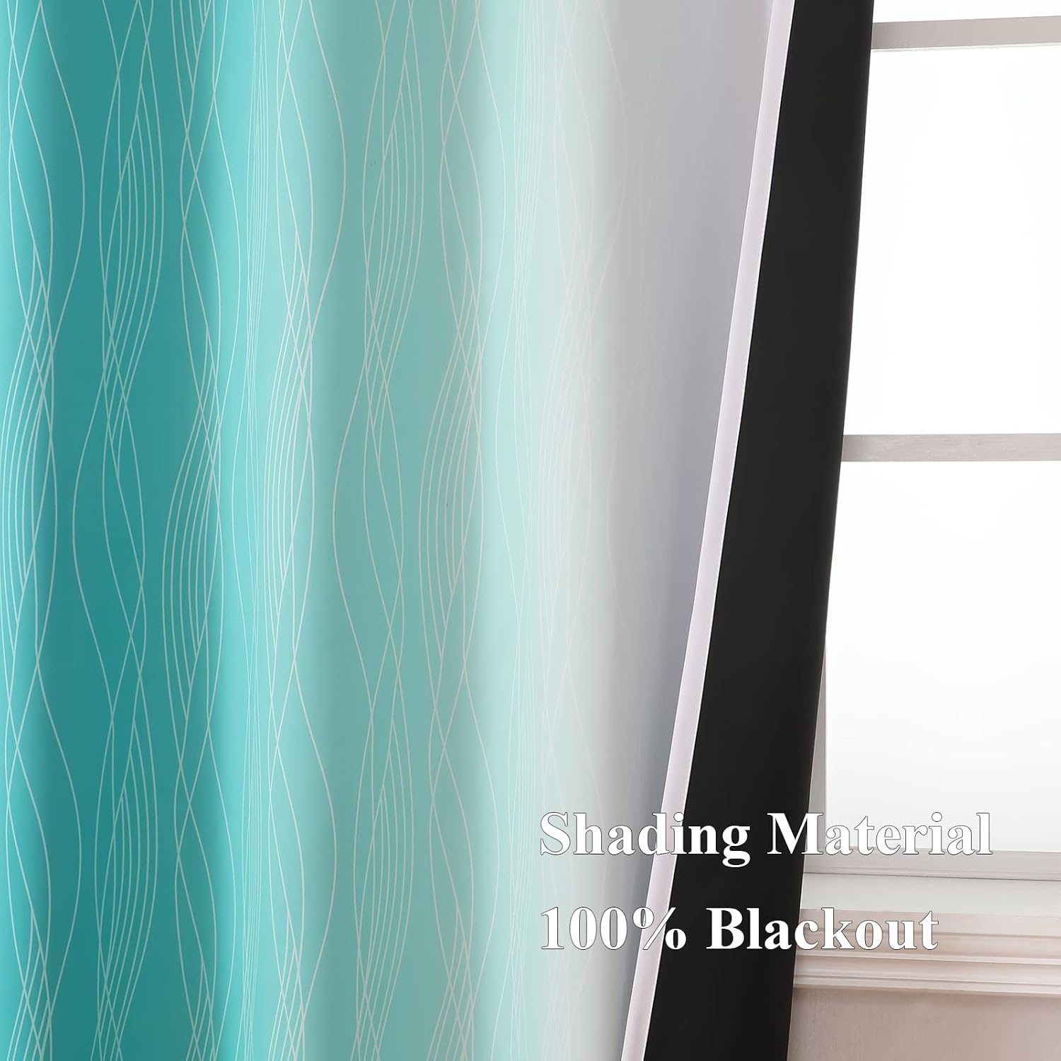 Estelartextiler Estelar Textiler Teal and Greyish White Ombre Blackout Curtains 72 Inches Length for Bedroom, Thermal Insulated Light Block…