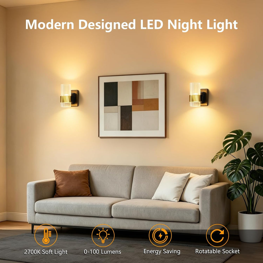 LED Night Light, 2 Pack Plug in Night Light, Dimmable Night Lights Plug into Wall with Dusk to Dawn Sensor, 180° Rotating Nightlights…