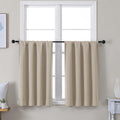 Simplebrand Ava Biscotti Beige Short 36 Inches Blackout Curtain 2 Panels Set, Half Window Rod Pocket Privacy Curtain Tiers for Kitchen, Cur…