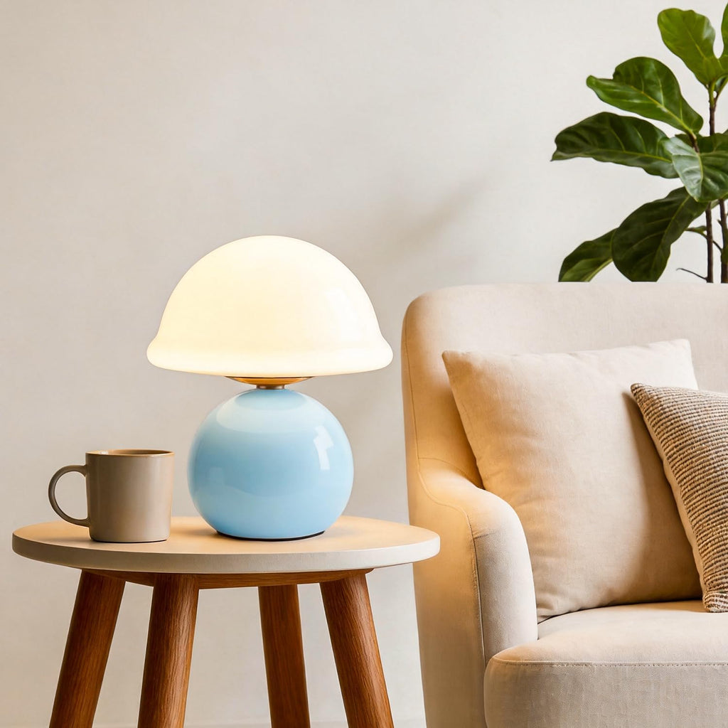 Mushroom Table Lamp for Bedroom, Cozy Bedside Lamp with Glass Shade, Stepless Dimmable Nightstand Lamp for Relaxing Bedroom Decor &…