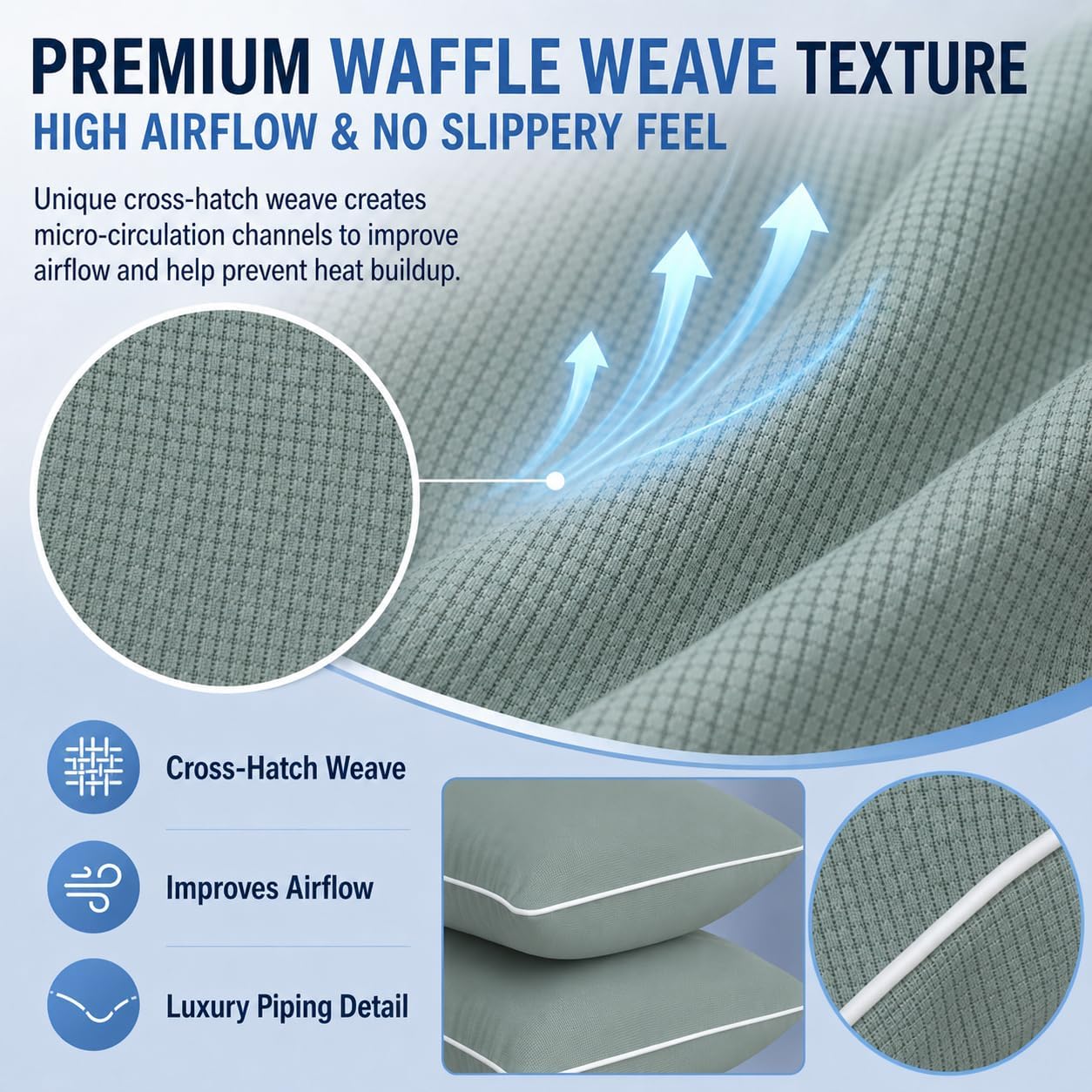 Cieltown Cooling Pillow Cases for Hot-Sleepers: Q-Max ≥0.4 Nylon Spandex Cool-to-Touch for Night Sweats - Waffle Weave for Dry & Com…
