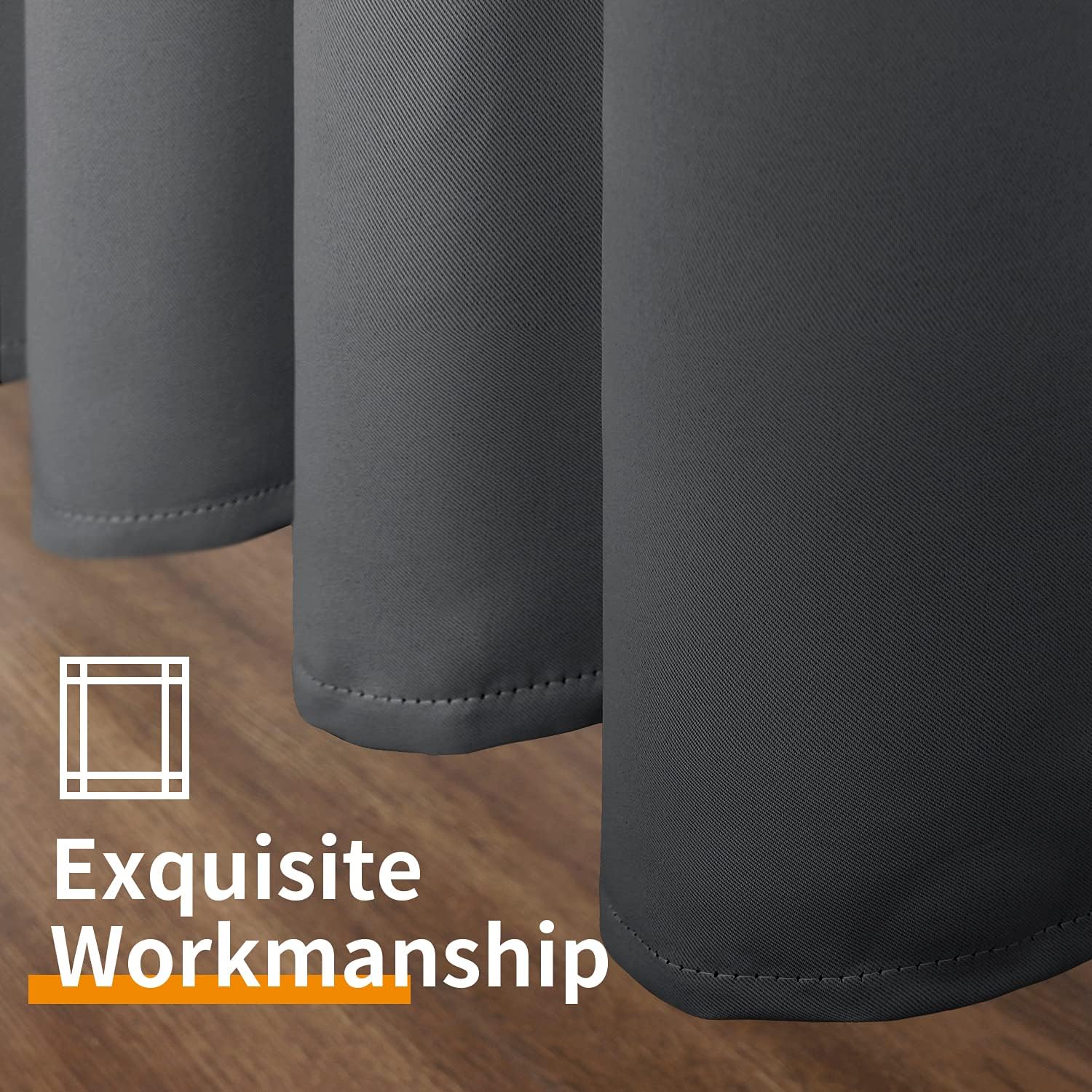 YoungsTex Dark Grey Blackout Curtains 72 Inches Length for Bedroom - Thermal Insulated with Grommet Room Darkening Window Drapes for Living…
