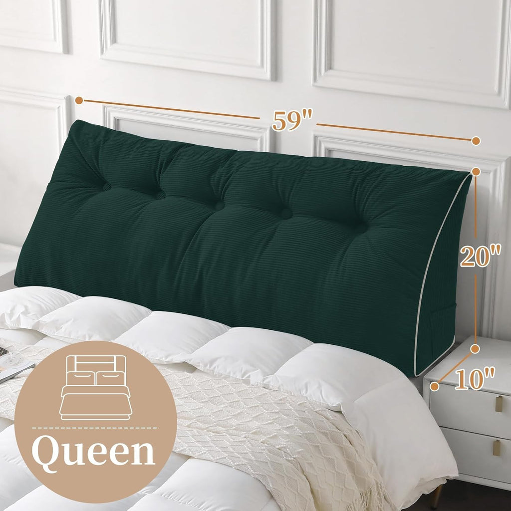 Sasttie Headboard Pillow Queen, Wedge Pillow Headboard for Sitting Up in Bed, Back-Rest Support Triangular Cushion for Reading - Features R…