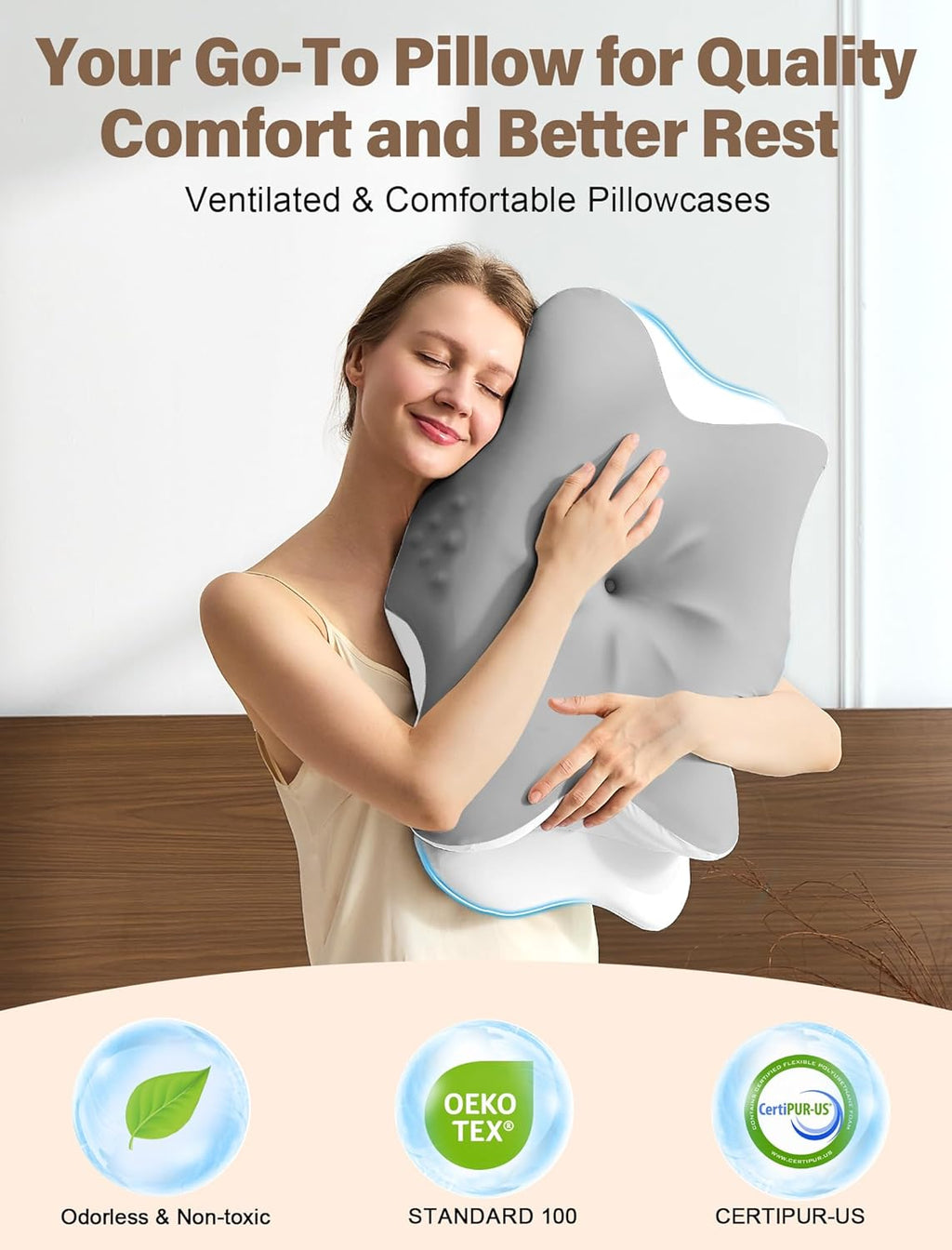 Vjasd Cervical Neck Pillow for – Ergonomic Memory Foam Pillow for Side Sleeper Contour Orthopedic Bed Cooling Pillow for Neck Support – Ide…