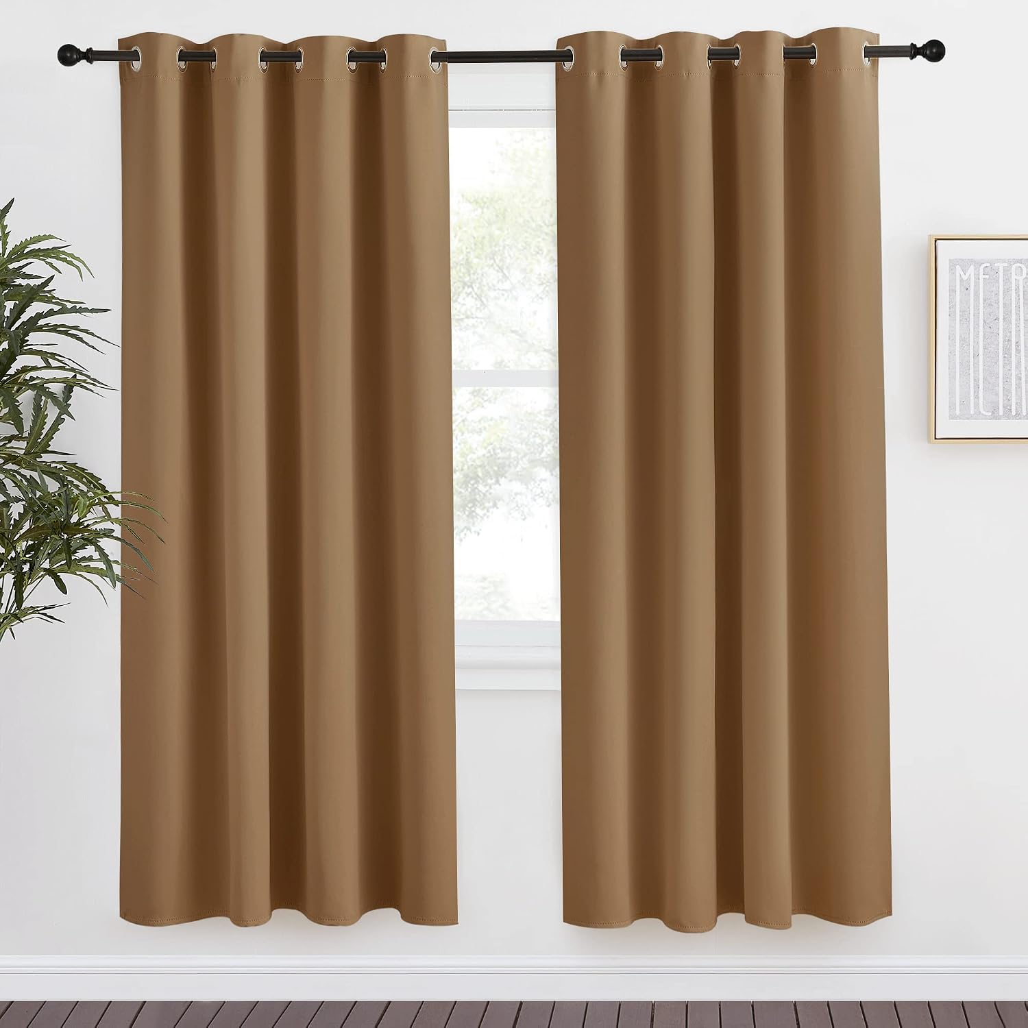 NICETOWN Gold Brown Curtain 78 inch Long, 1 Panel, W55 x L78, Grommet Blackout Thermal Insulated Room Darkening Sound Reducing Window…