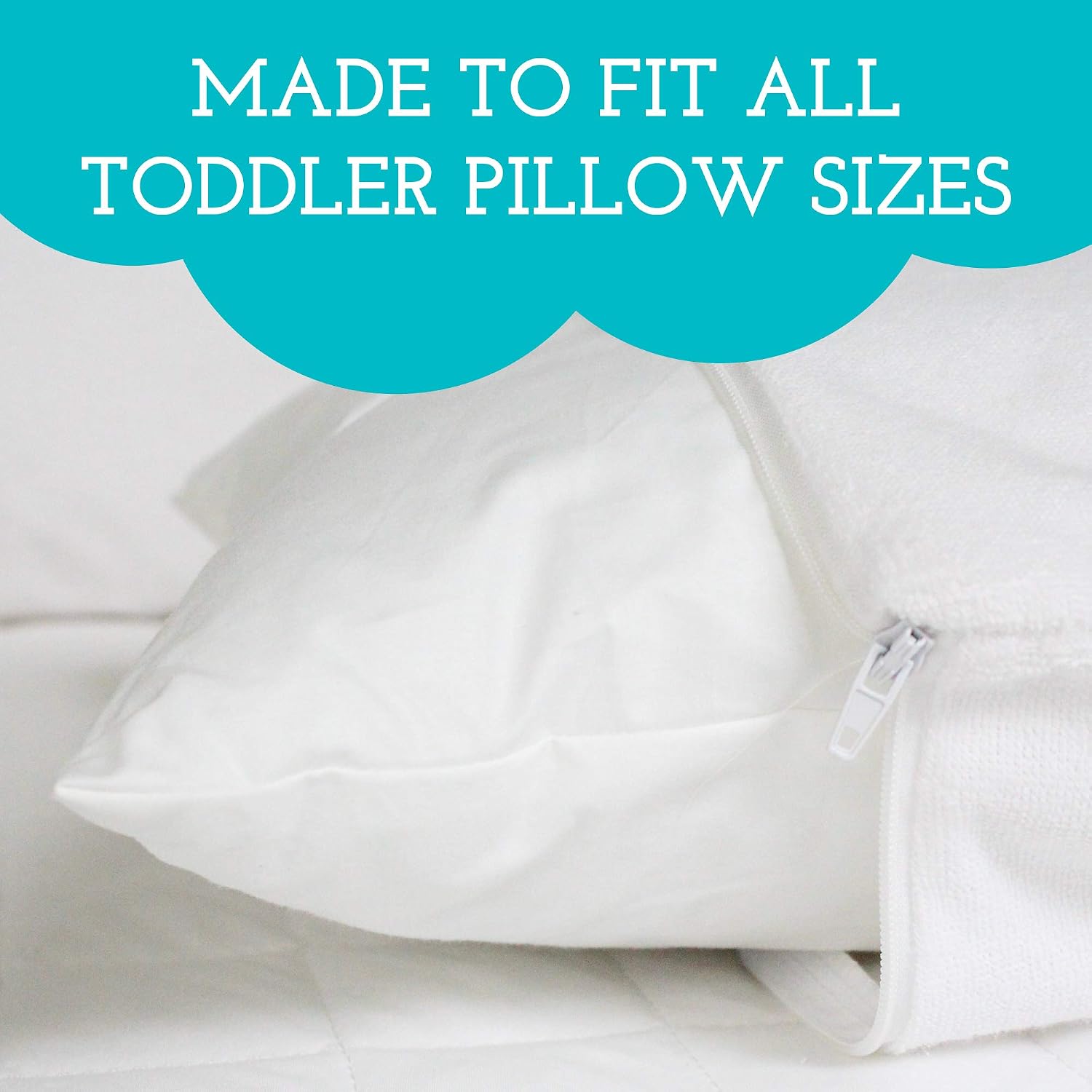 LittleSleepyHead Little Sleepy Head Toddler Waterproof Pillow Protector (1-Pack), Zippered Pillowcase Covers 13x18 and 14x19 Soft Terry Cot…