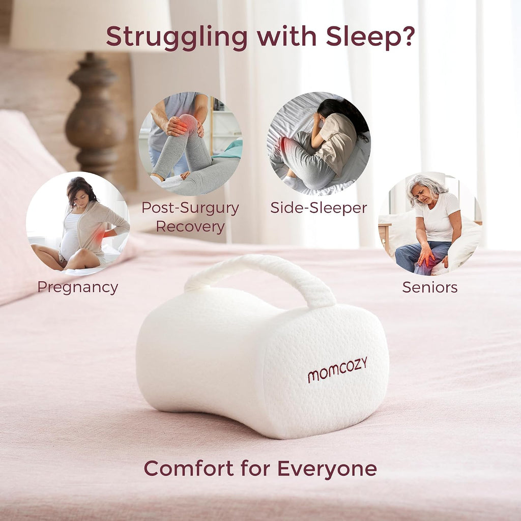 Momcozy Knee Pillow for Side Sleepers, Soft Memory Foam Support Spine Alignment Pregnancy Leg Pillow for Hips, Back, Sciatica Pain, Fixed S…