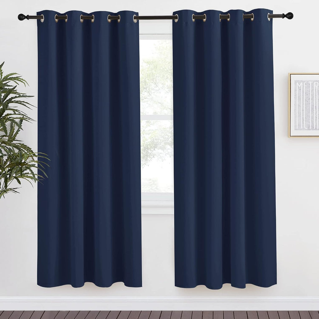 NICETOWN Blackout Curtain Panel, Navy Blue, 55 inches Wide by 78 inches Long, 1 PC, Light Blocking Room Darkening Drape/Drapery for…