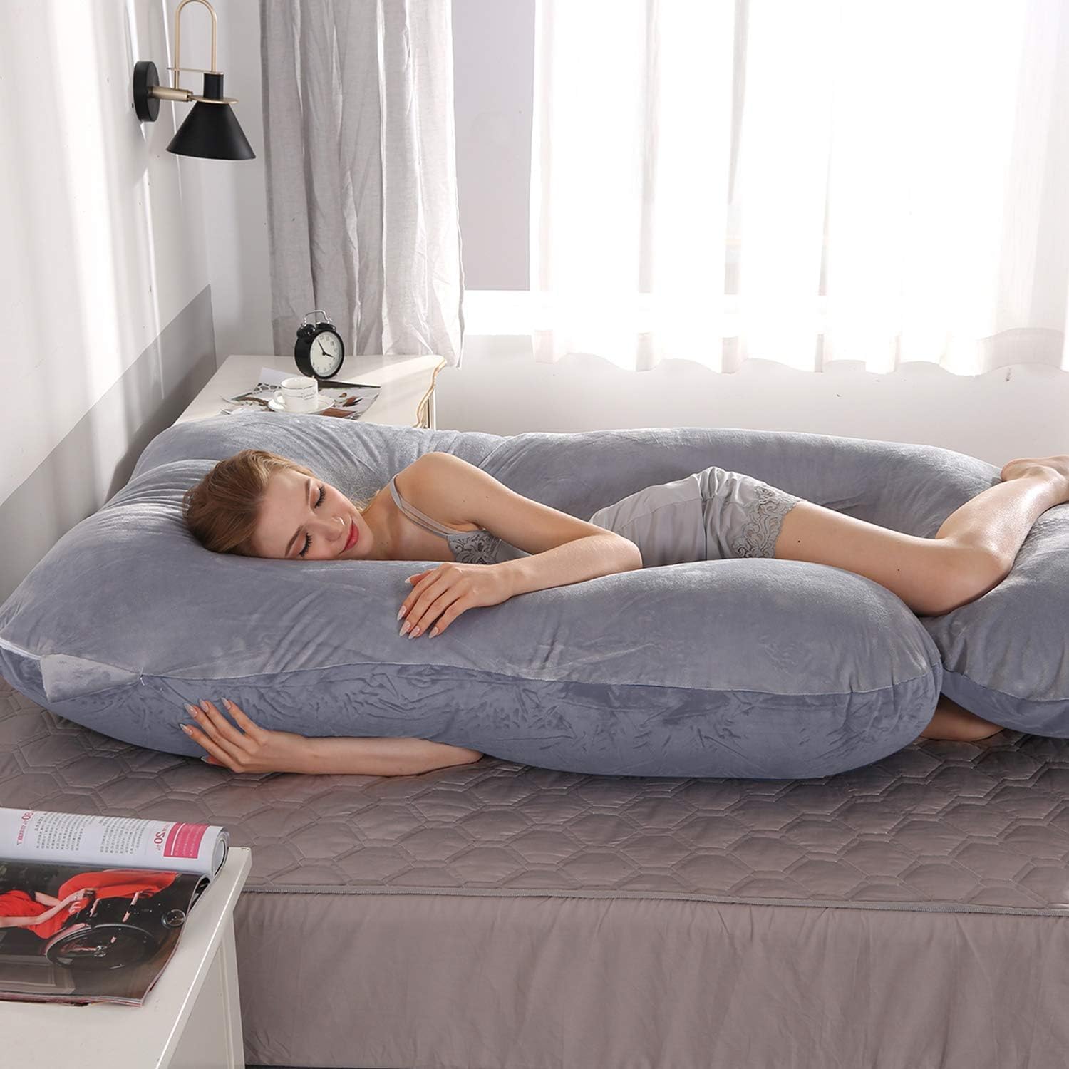U-Shaped Full Body Pregnancy Pillow for Sleeping – 57" Maternity Pillow with Removable Cover, Support for Back, Legs, Belly & Hips…