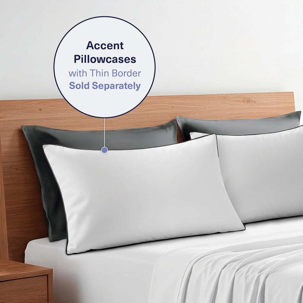 KickoffHome Kickoff Viscose Bamboo Pillowcase, Standard, Set of 2, 100% Organic Hidden Zippered Viscose Bamboo Pillow Case Standard Size, C…