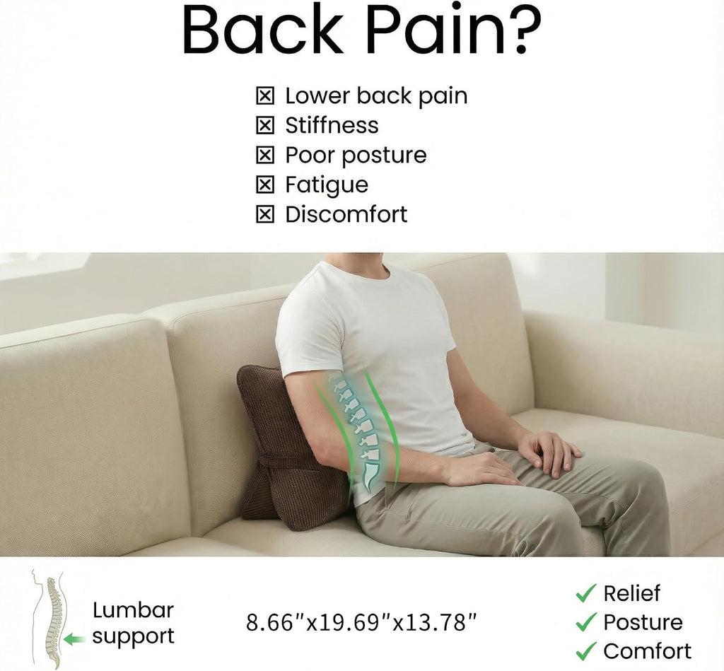 Ailuteie Pat. Pend. Corduroy Lumbar Support Pillow for Recliner, Sitting & Relaxing, Triangle Cushion for Sofa, Couch or Bed, Reading Pillo…