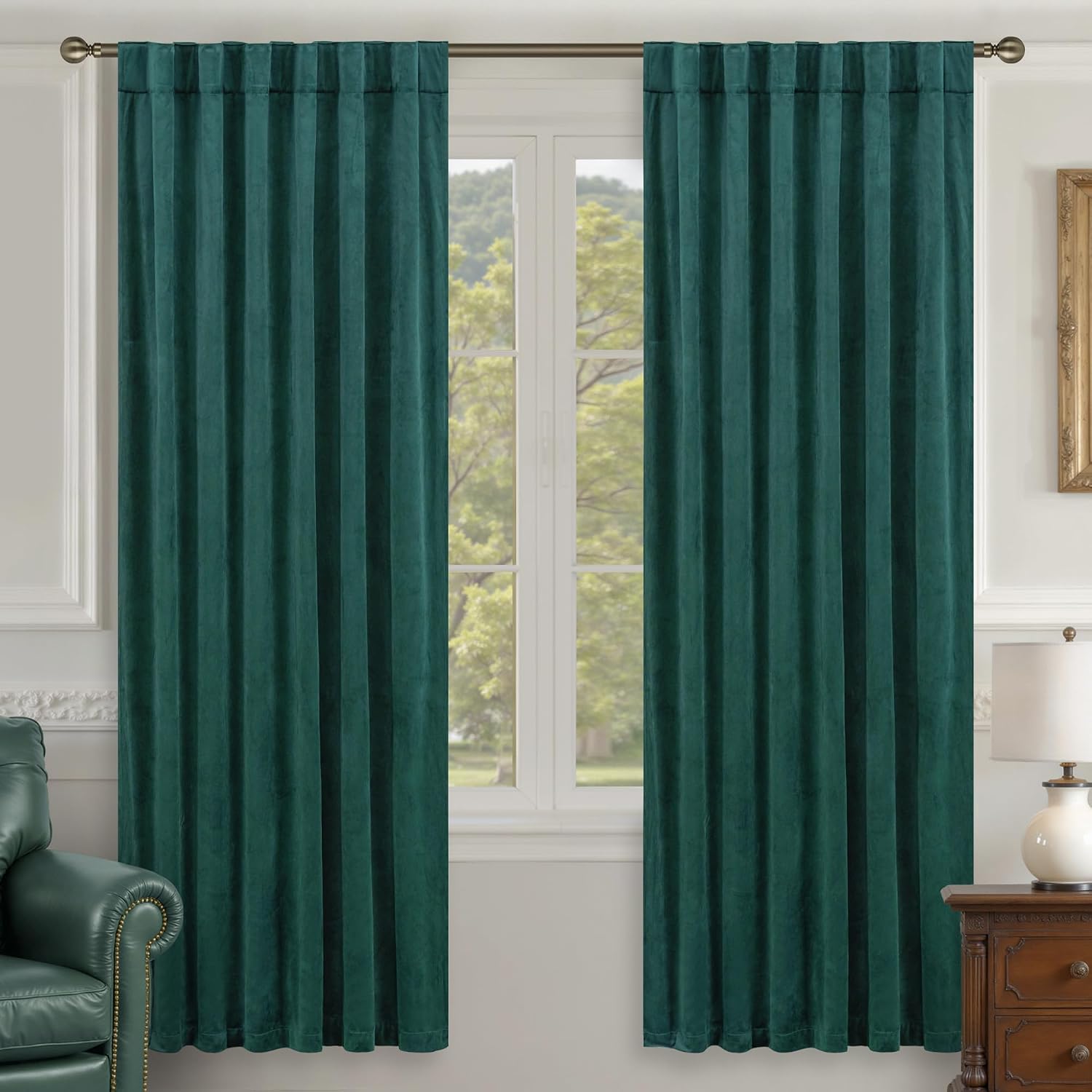 Lamit Teal Velvet Curtains 72 Inch Length for Living Room, Soft Thermal Insulated Panels Room Darkeing Back Tab and Rod Pocket Christmas Dr…