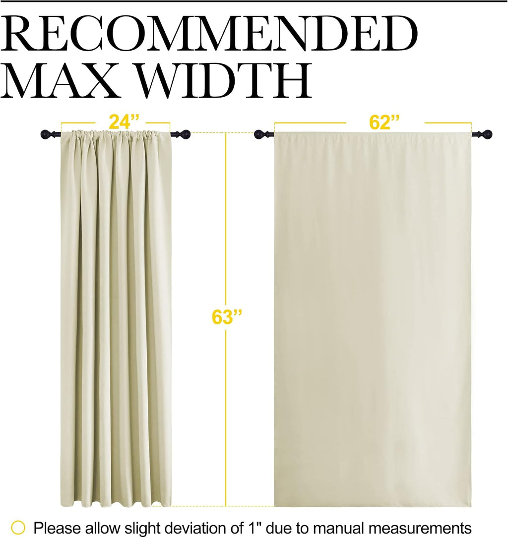 NICETOWN Blackout Curtains for Bedroom, Home Decorations Thermal Insulated Solid Rod Pocket Blackout Drapes for Cafe (Beige, One Pair, 62…