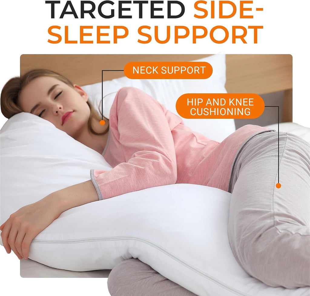 Cheer Collection Extra Long Body Pillow for Side Sleeper, Pregnancy, Neck and Shoulder Support - Zippered Cover (19" x 90")
