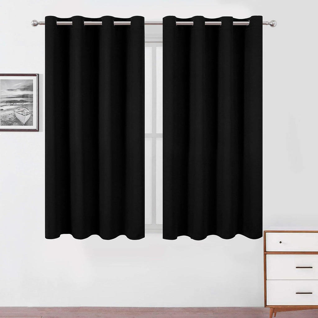 Lemomo Black Blackout Curtains 52 x 63 Inch Length/Set of 2 Curtain Panels/Thermal Insulated Room Darkening Curtains for Bedroom and Living…