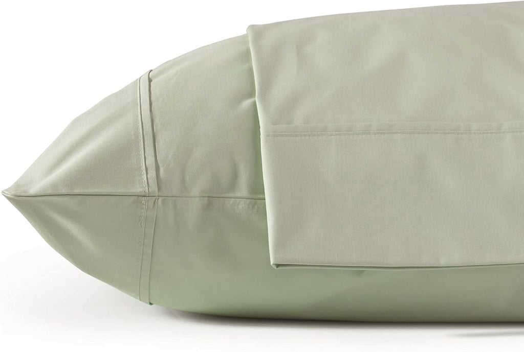 Linen Home 100% Cotton Percale Pillowcases Queen Size, Sage, 2 Pieces of Pillow Case, Crisp and Cool Strong Bed Linen, 20 inches X 30 inches