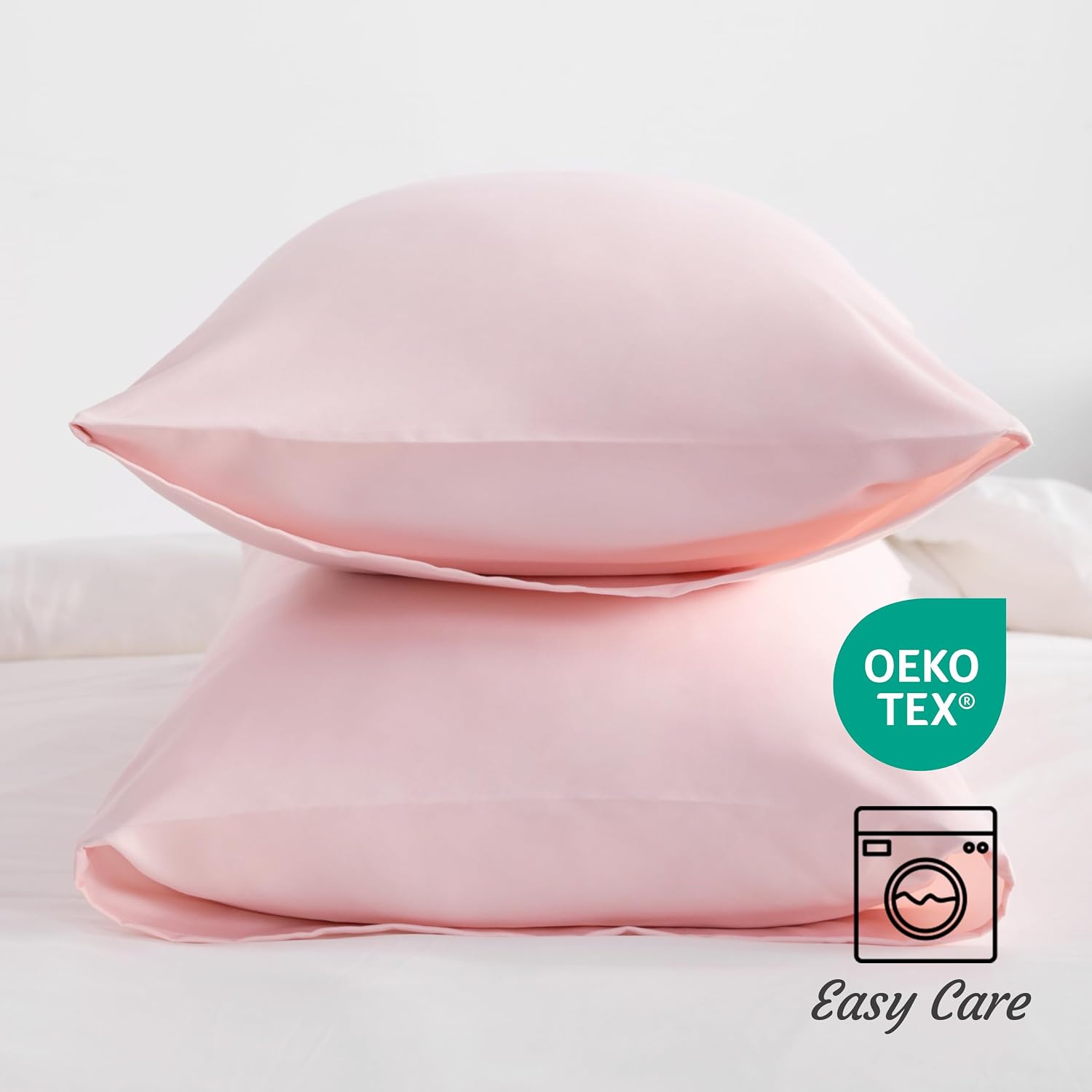 Ntbay Standard Pillow Cases Set of 2, 2 Pack Brushed Microfiber 20x26 Pillow Cases, Soft, Wrinkle, Fade, Stain Resistant Blush Pink Pillow…