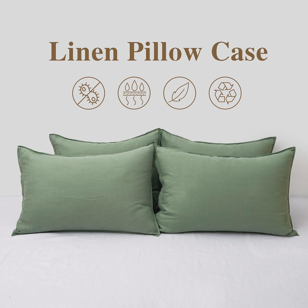 Chuffed Linen Pillowcases 2 Pack 100% Linen Standard Pillow Cases, Breathable and Cooling Washed Pillowshams with Zipper Closure, 20x36 Inc…