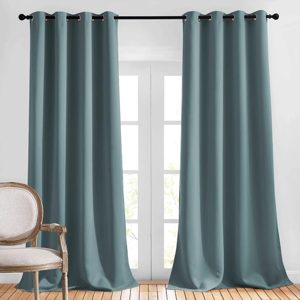 Nicetown Bedroom Blackout Curtains Panels - Triple Weave Energy Saving Thermal Insulated Solid Grommet Blackout Draperies for Patio, 1 Pair…