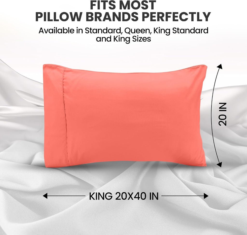 Utopiabedding Utopia Bedding King Pillow Cases - 2 Pack - Envelope Closure - Soft Brushed Microfiber Fabric - Shrinkage and Fade Resistant…