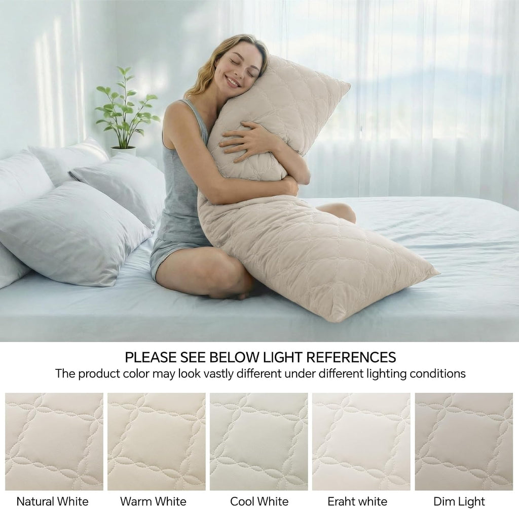 Bedelite Cooling Body Pillow for Adults, Creative Ultra Soft Cool-Touch Quilted Nylon-Spandex Body Pillow Cover, Adjustable Memory Foam Lon…