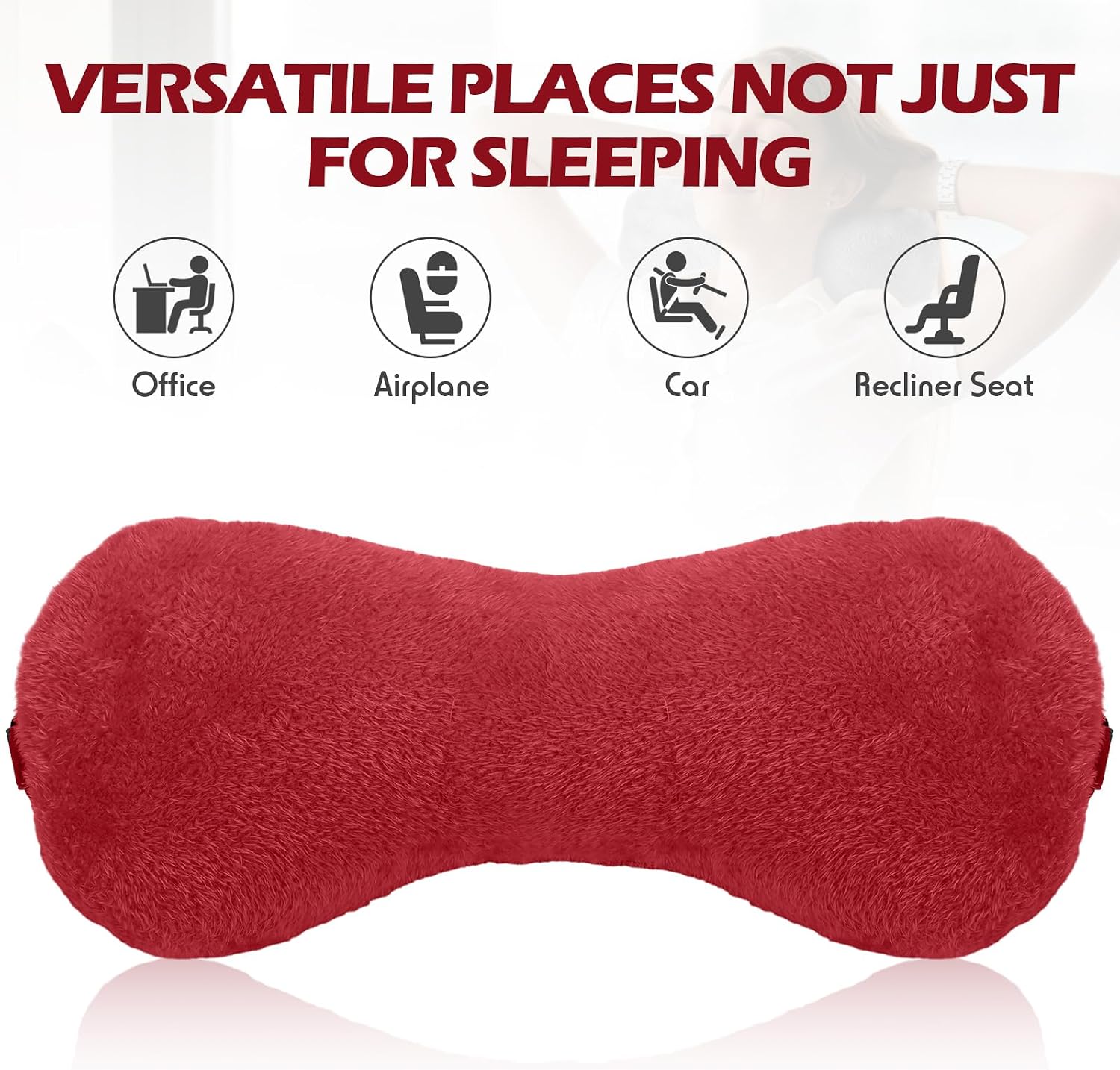 Colingmill 1 Pc Neck Pillow for Recliner Headrest Pillow Bone Shaped Chair Plush with Adjustable Strap Neck Support and Curve Head Cushion…