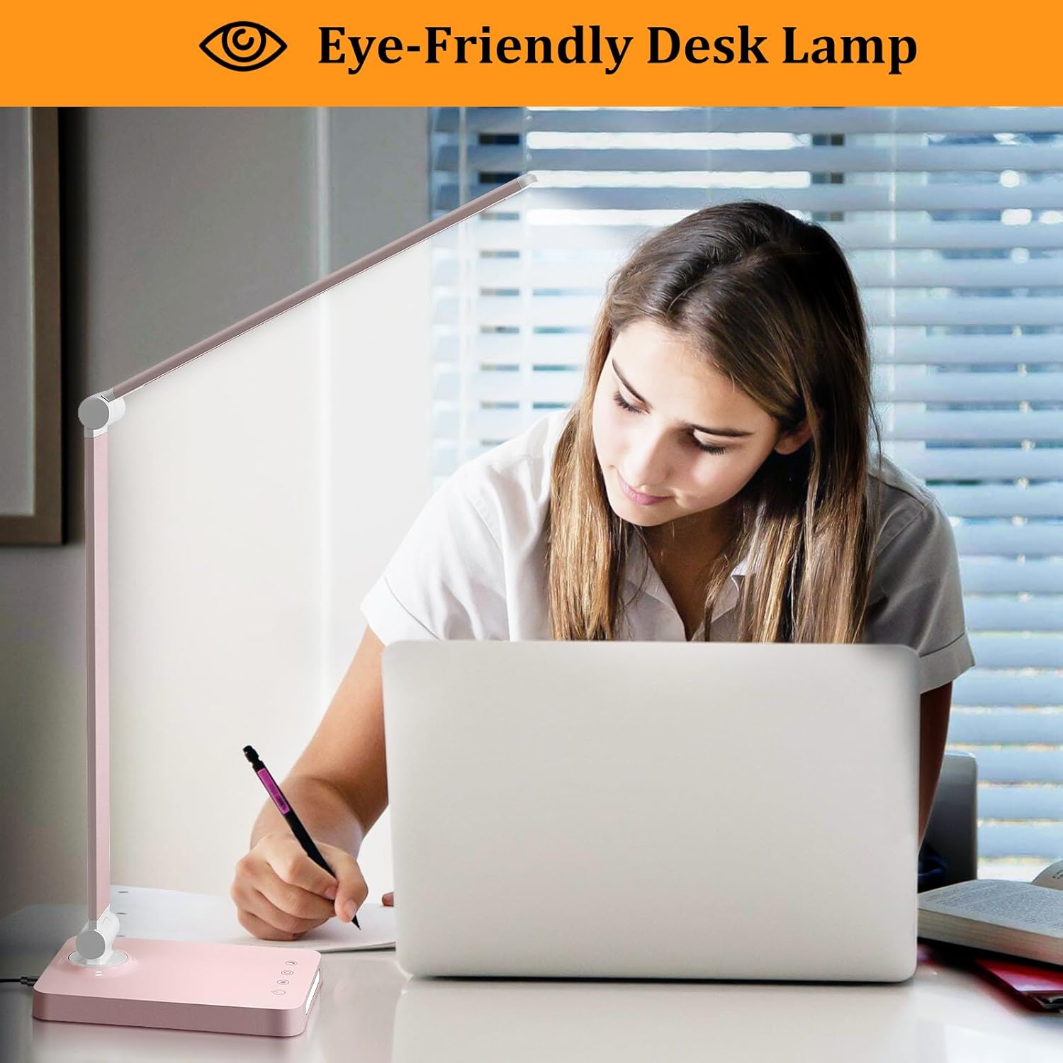 LED Desk Lamp with USB Ports, Touch Desk Lamps for Home Office with 5 Color Modes,3 Brightness Desk Light with Small Night Light, Reading…