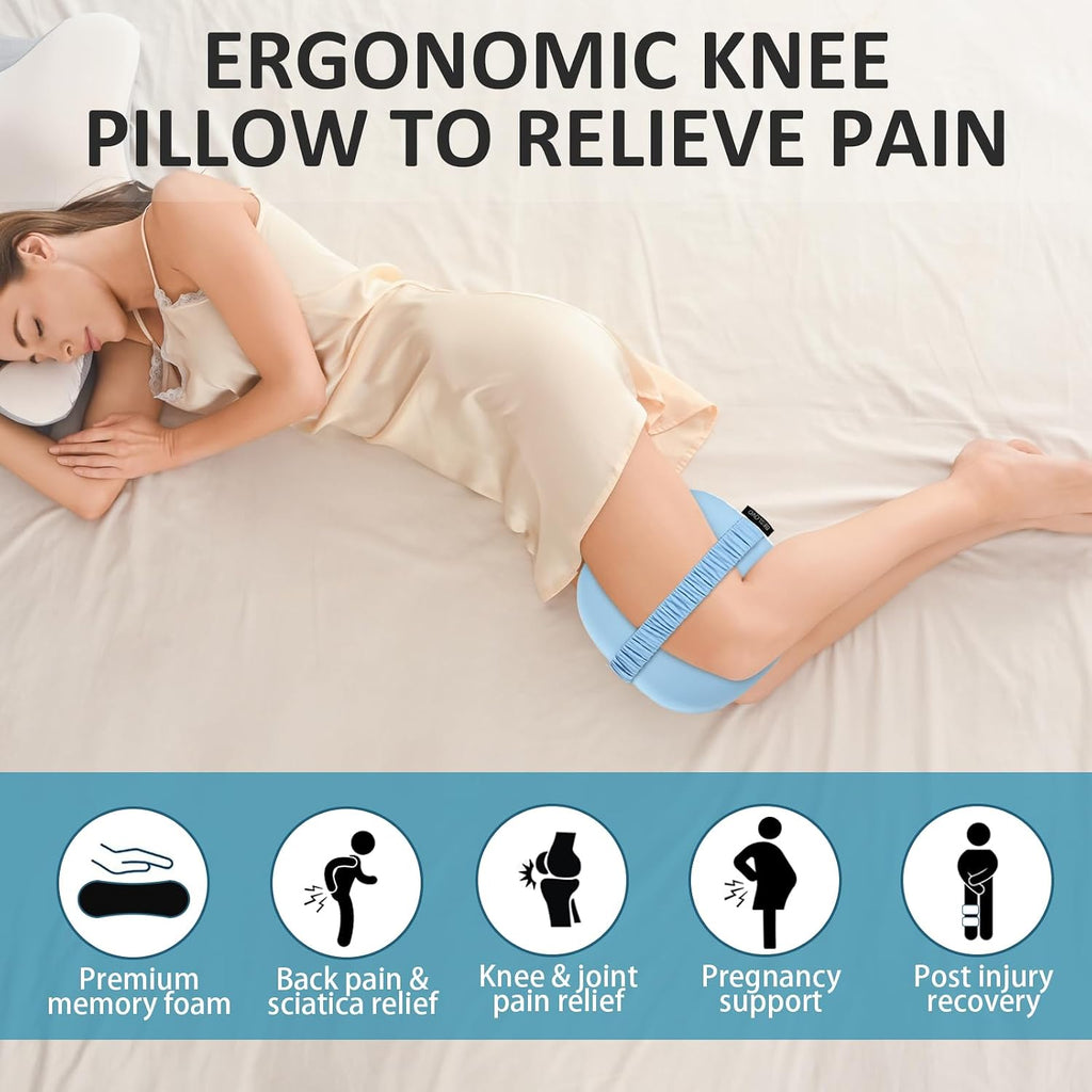 beslovo Side Sleeper Knee Pillow, Memory Foam Leg Pillow, Ergonomic Between Leg Pillow Eases Back Hip Pain, Spine Alignment Sciatica Relief…