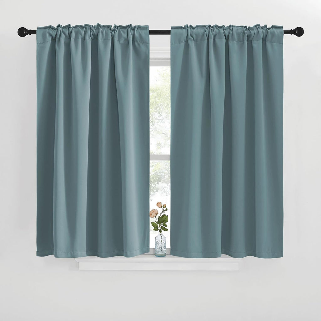 NICETOWN Window Treatment Curtains Room Darkening Drapes - (Greyish Blue Color) 42 Width X 40 Drop Each Panel, 2 Panels Set, Curtains and…