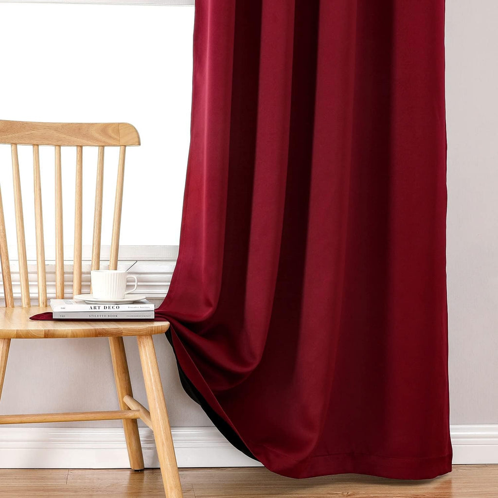 ChrisDowa 100% Blackout Curtains for Bedroom with Black Liner, 2 Thick Layers Total Blackout Thermal Insulated Grommet Window Curtains 2 Pa…