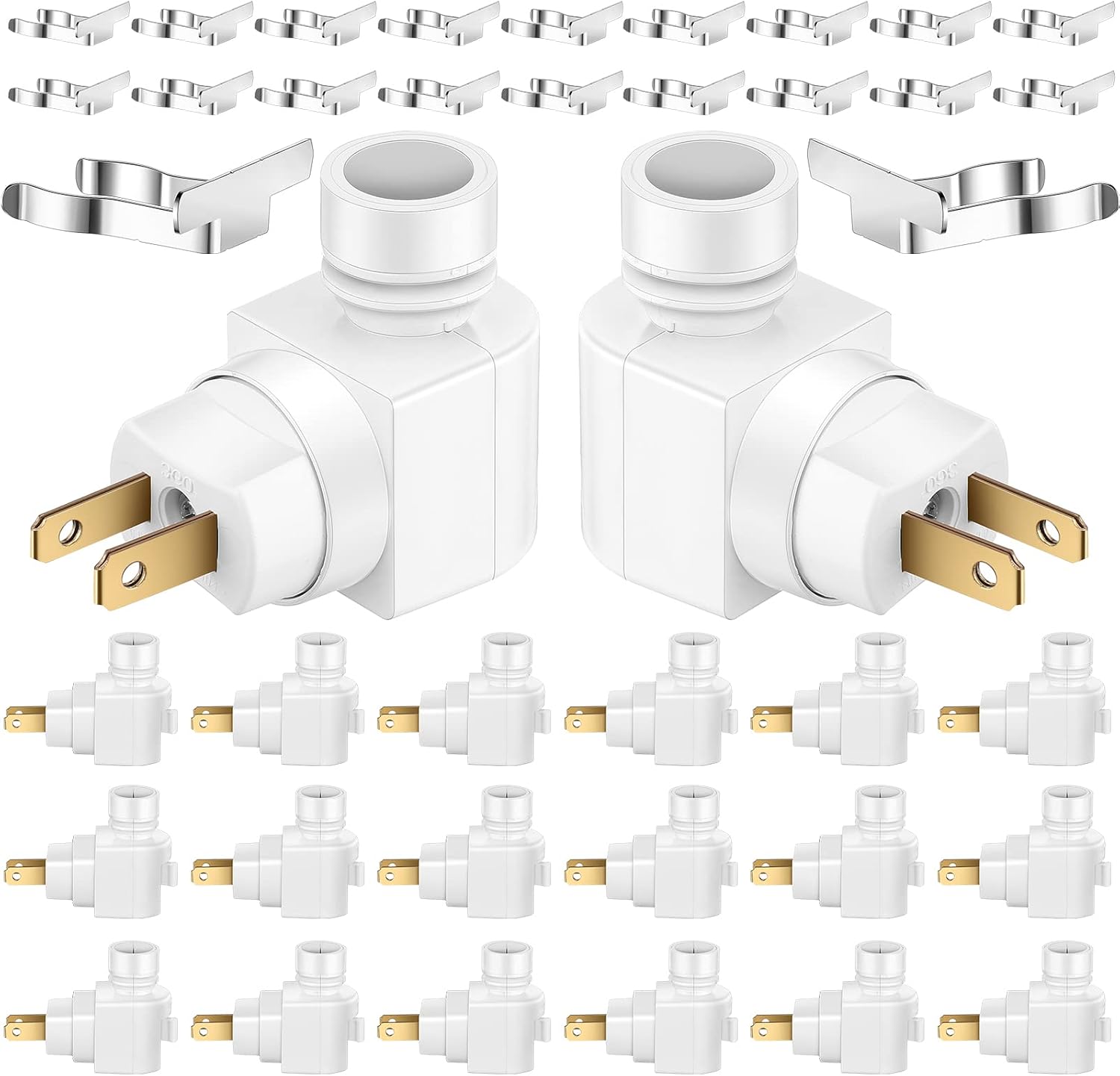 Reginary 16 Sets Night Light Bases, 360° Plug in Rotating Night Light Modules with On/Off Switch and Metal Clips Plastic Swivel Wall Lamp…