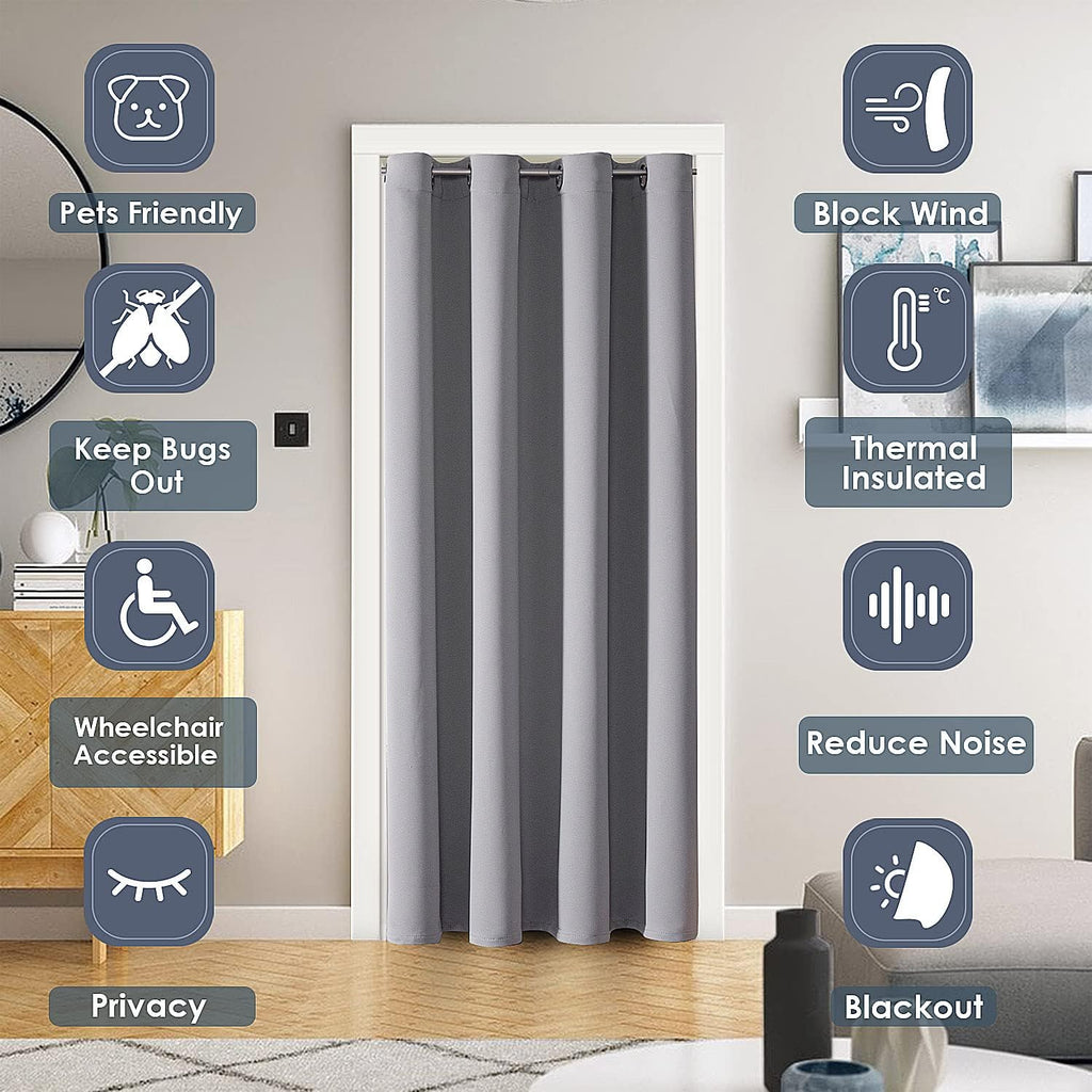 ChrisDowa Blackout Door Curtains for Doorway Privacy, Grommet Closet Curtains for bedroom closet door, Thermal Insulated Temporary Doorway…