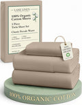 LaneLinen LANE LINEN 100% Organic Cotton Sheets Set Pure Long- Staple Percale Weave - Bedding for Bed Fits Mattress Upto 15in Deep Pocket (…