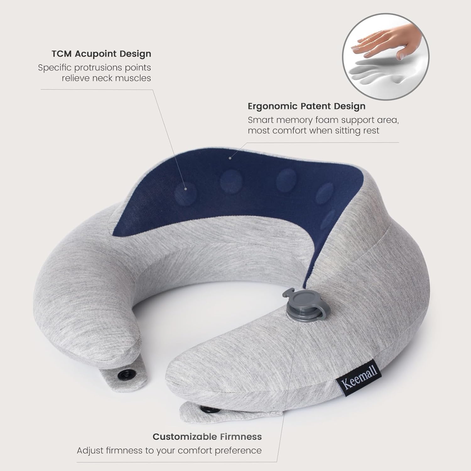 Keemall Inflatable Travel Pillow, Upgraded Travel Neck Pillow for Airplane Neck Support Sleeping - 3rd Generation, Double Comfort Plane…