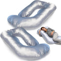 JZHLLA Maternity Pillow Cover, Silky Satin Fabric Removable & Washable U-Shaped Smooth Pregnancy Pillow Cover with Hidden Zip(Grey,2 PCS)