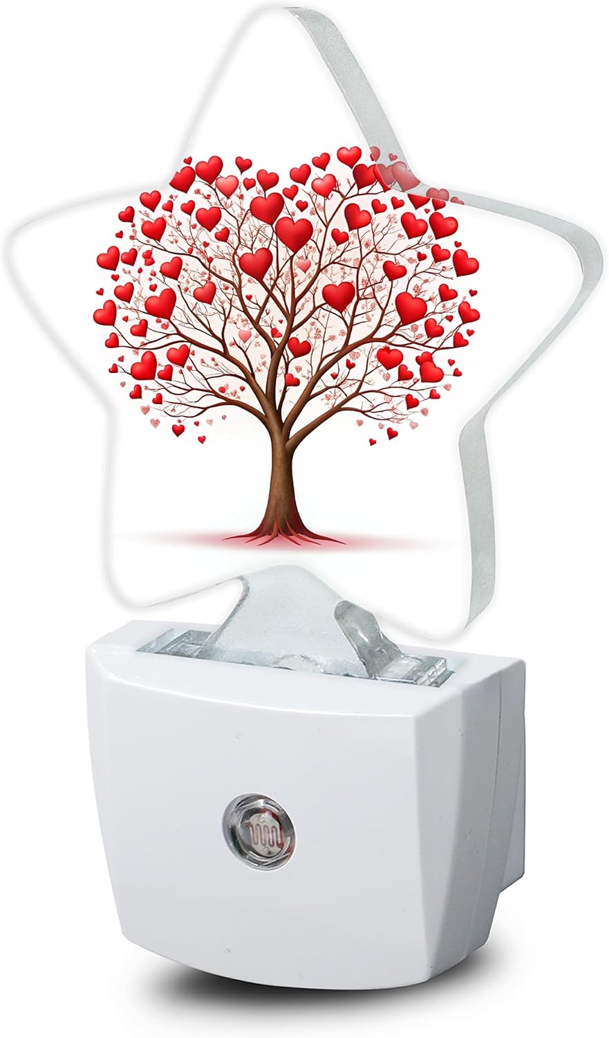 Snowmolle Tree of Love Night Light, Red Love Heart Plug-in Star Night Lights with Dusk-to-Dawn Sensor for Bedroom, Bathroom, Living Room Sleep…