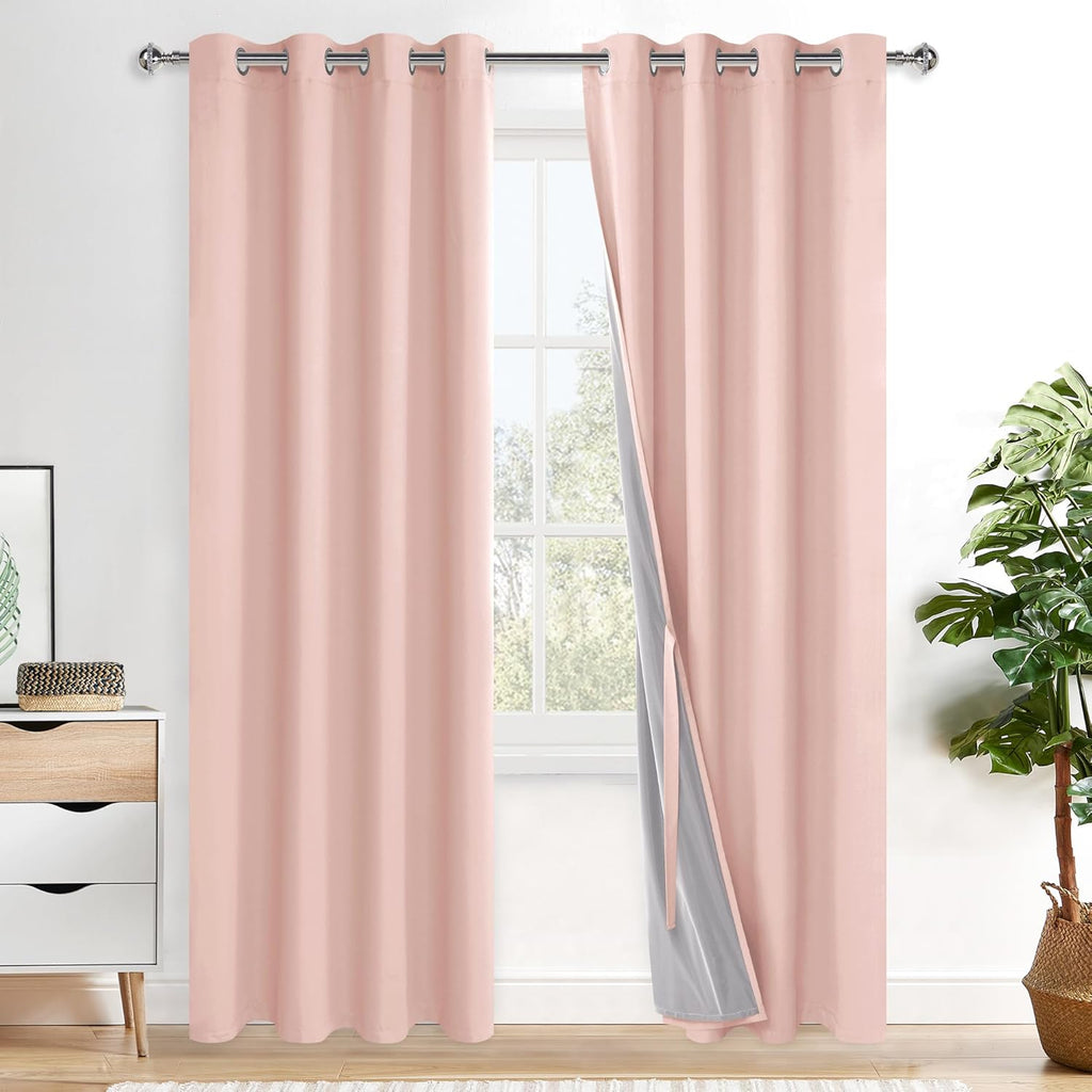 Xwzo 100% Blackout Curtains 2 Panels with Tiebacks- Heat and Full Light Blocking Window Treatment with Black Liner for Girl's Room/Nursery,…